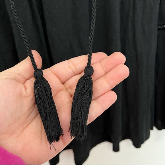 Time and Tru Black Long Bell Sleeve Floral Embroidered Blouses Western Small - Picture 5 of 9